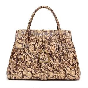 Margot Victoria Stirrup Snake Print Leather Satchel Bag